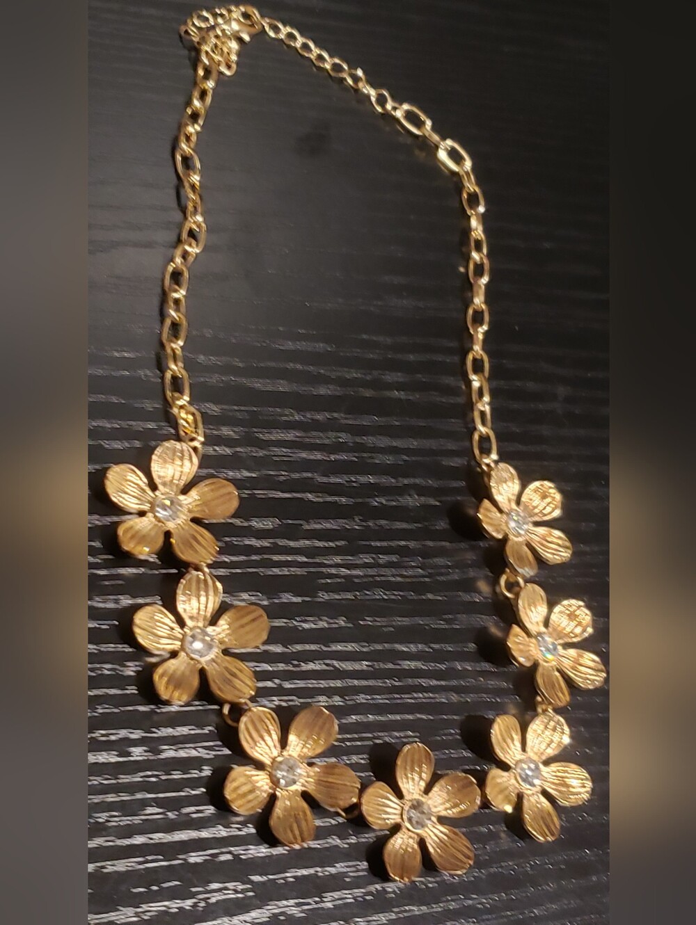 Gold-tone Floral Statement Necklace
